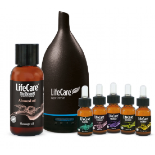 KIT AromaTherapie, cu diffuser negru ceramic, Life Care®