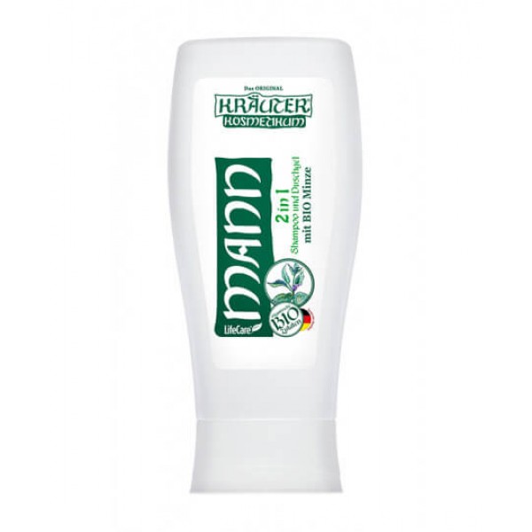Sampon si gel de dus, 2 in 1, Mann, cu menta si rozmarin BIO, 500ml, Life Care®