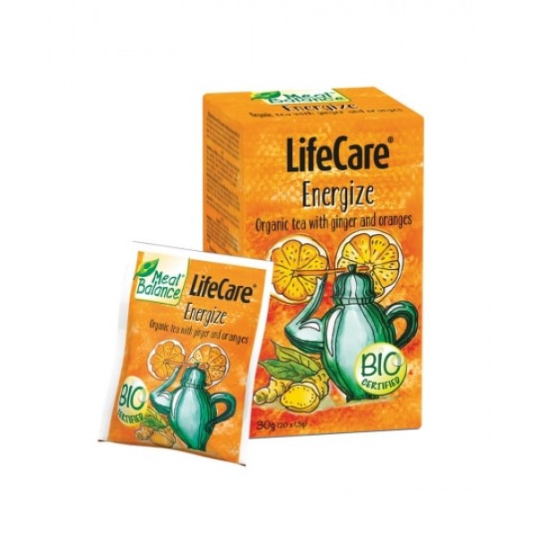 Ceai Eco ghimbir-portocale, pentru energizare, Life Care®