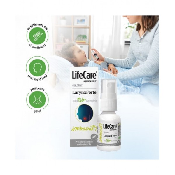 Spray pentru gat, cu galbenele BIO, LarynxForte, Life Care®