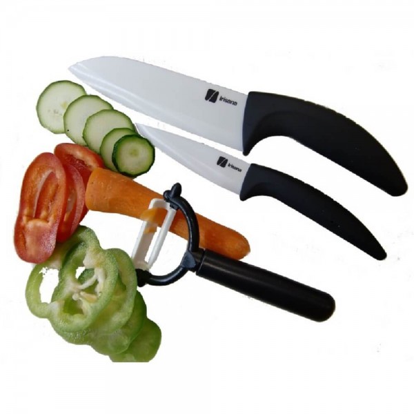 Set cutite ceramice + curatitor ceramic, 3 piese, Irisana
